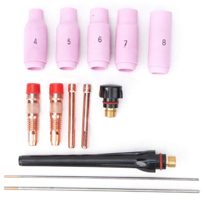 WIG-Schweißset, 13-teilig, WIG-Brenner-Zubehör 1,6 mm/2,4 mm für WP 17/18/26 WIG-Brenner, Verbrauchsmaterialien, Schweißteile, Keramikdüse im