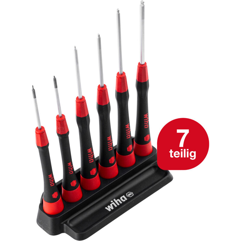 Feinschraubendreher Set PicoFinish® (42993) 7-tlg. Schlitz, Kreuz i Präzisionsschraubendreher mit Halter i Uhrmacherwerkzeug, Mini Set Modellbau
