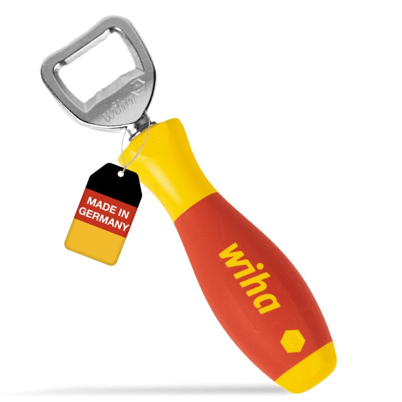 Wiha - Flaschenöffner SoftFinish® Werkzeuggriff, Geschenk für Männer, Bieröffner, Kapselheber, Kneipe und Küche, Männergeschenk für Vatertag (04703)