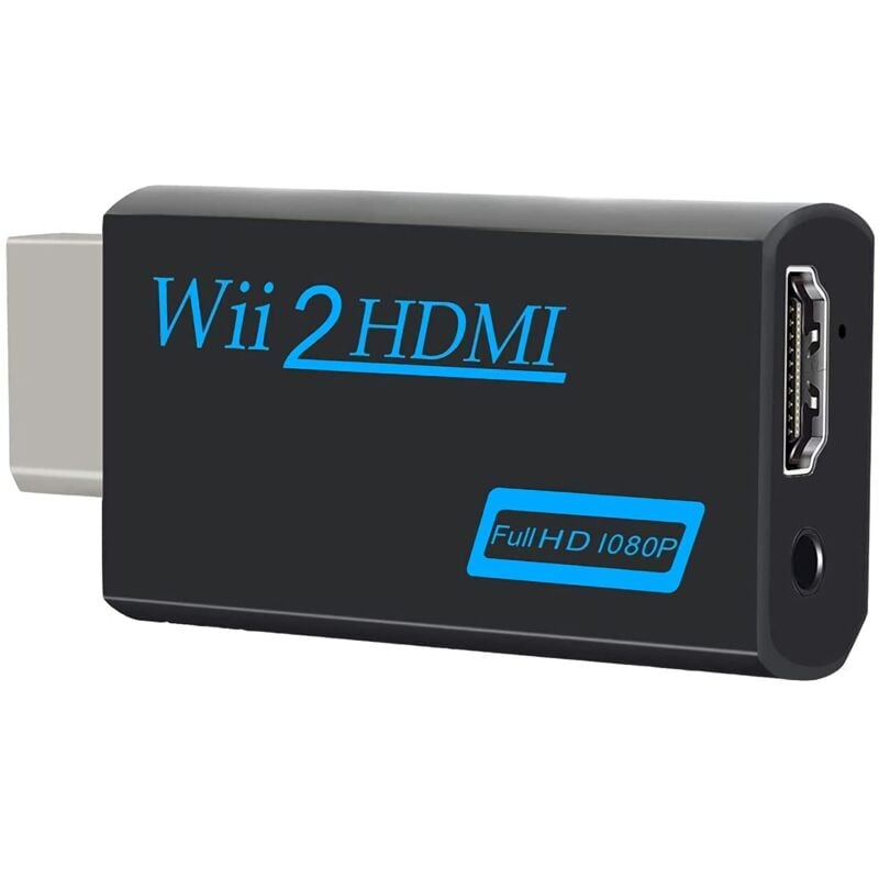 Jusch - Wii-HDMI-Adapter, Wii-zu-HDMI-Konverter, unterstützt alle Wii-Anzeigemodi mit 3,5-mm-Audioausgang und hdmi (schwarz)