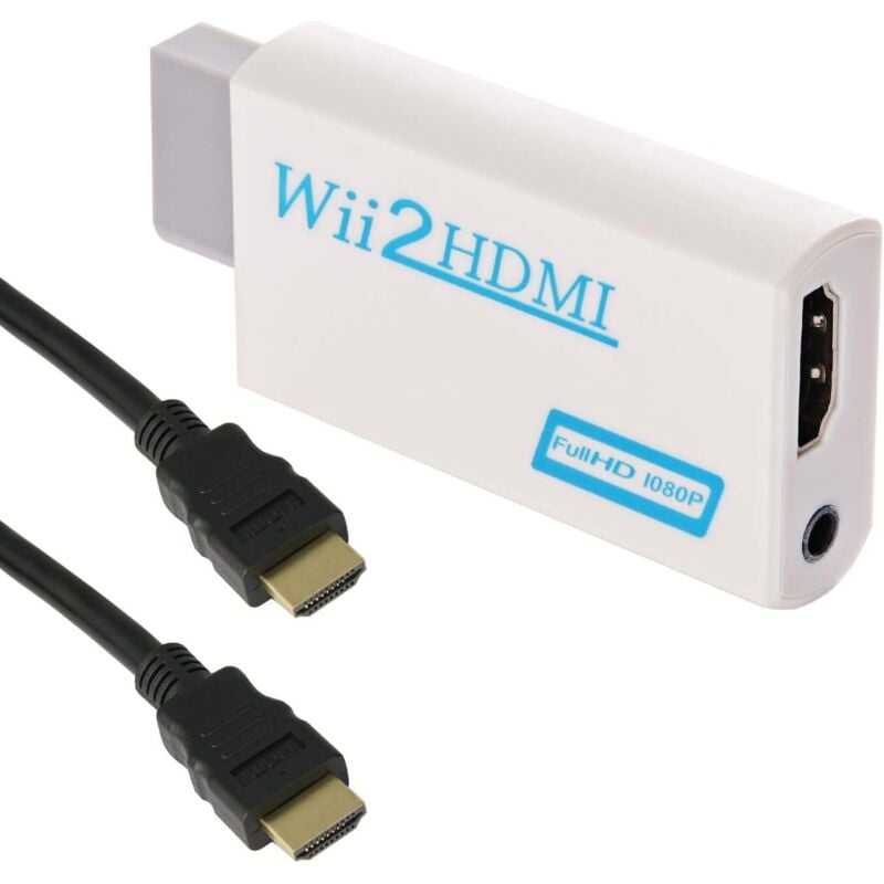 Linghhang - Wii-zu-HDMI-Adapter, Wii-zu-HDMI-Konverter 720P/1080P mit HDMI-Kabel mit HDMI-Anschluss und 3,5-mm-Buchse – unterstützt alle