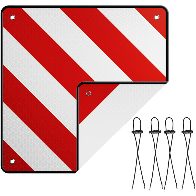 Wiltec 2in1 rot weiße Warntafel Spanien und Italien 50 x 50 cm, Fahrradträger Schild aus Aluminium, Warnschild für Heckträger reflektierend