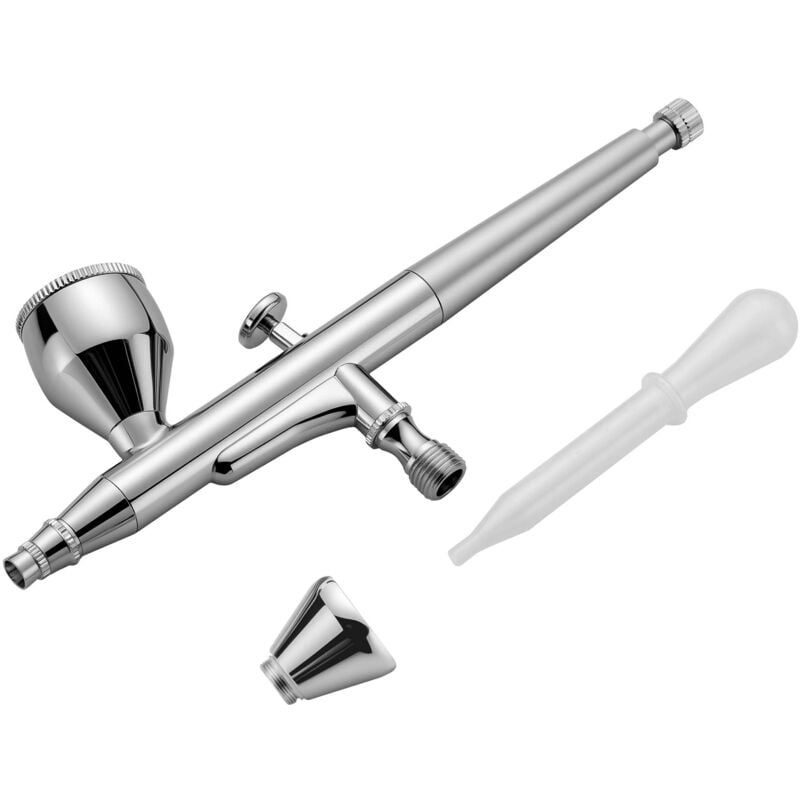 Wiltec - Airbrush Pistole X501, Air Brush mit 0,3 mm Düse und Flüssigkeitsbecher 7 ml, 2 ml, präzise Airbrushpistole für Nägel, Tattoo, Modellbau