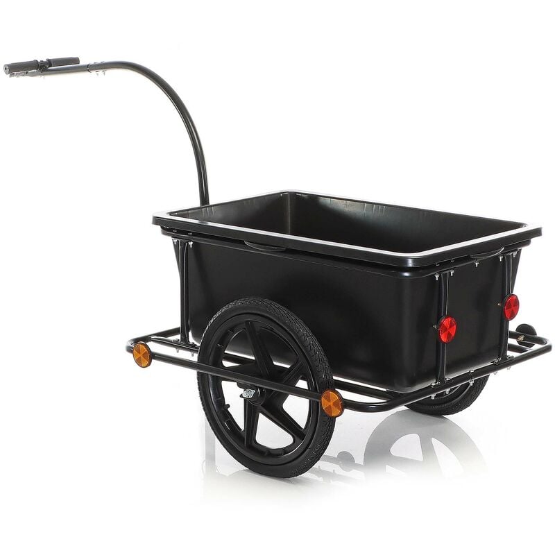 Wiltec - Fahrrad Lastenanhänger 158x69x51 cm bis 80 kg, Fahrradanhänger mit 90 l Transportwanne, Kupplung und Luftreifen, Handwagen Anhänger für