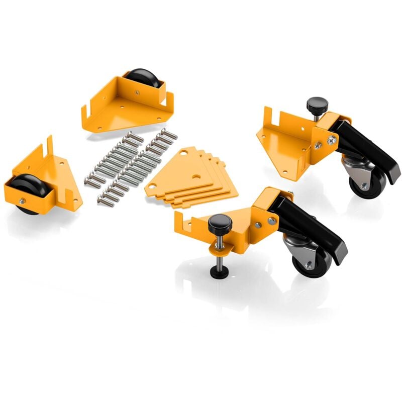 Rollen für Möbel 4tlg bis 180 kg, Möbelrollen mit Bremsen, Transportrollen für Möbel, Schwerlastrollen für flexiblen Transport, stabile Eckrollen