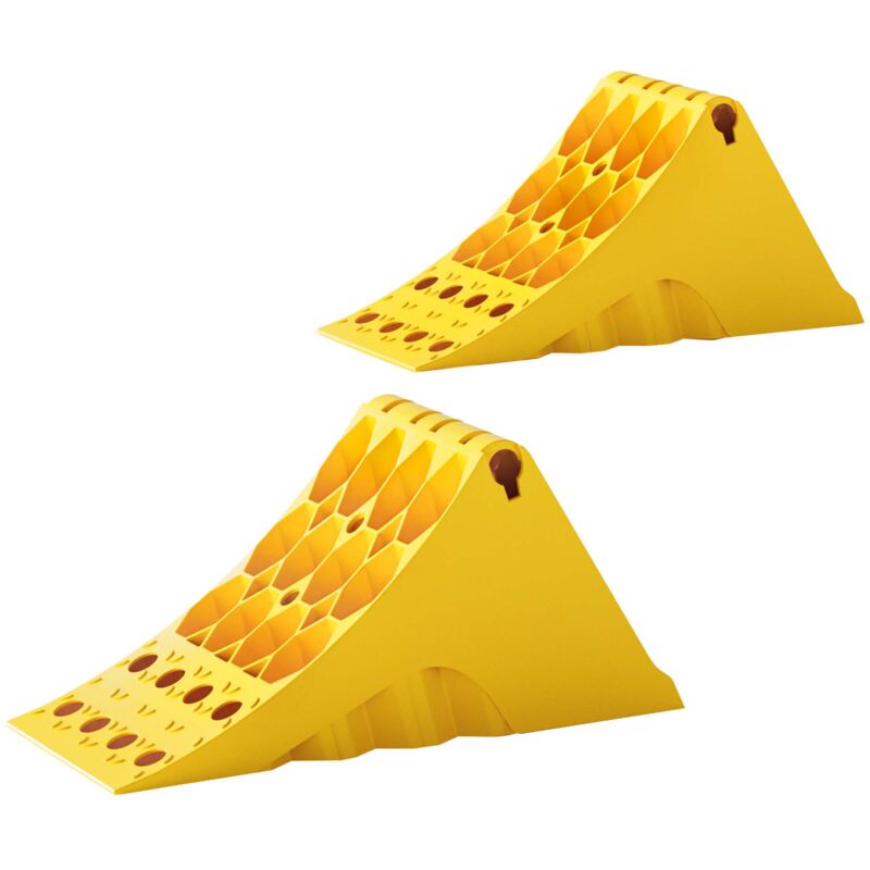 Wiltec Unterlegkeile für LKW 2 Stück bis 6,5 t, rutschfeste Bremskeile 478 x 200 x 230 mm für Anhänger und Wohnmobil, Unterlegkeile Auto für Wohnwagen