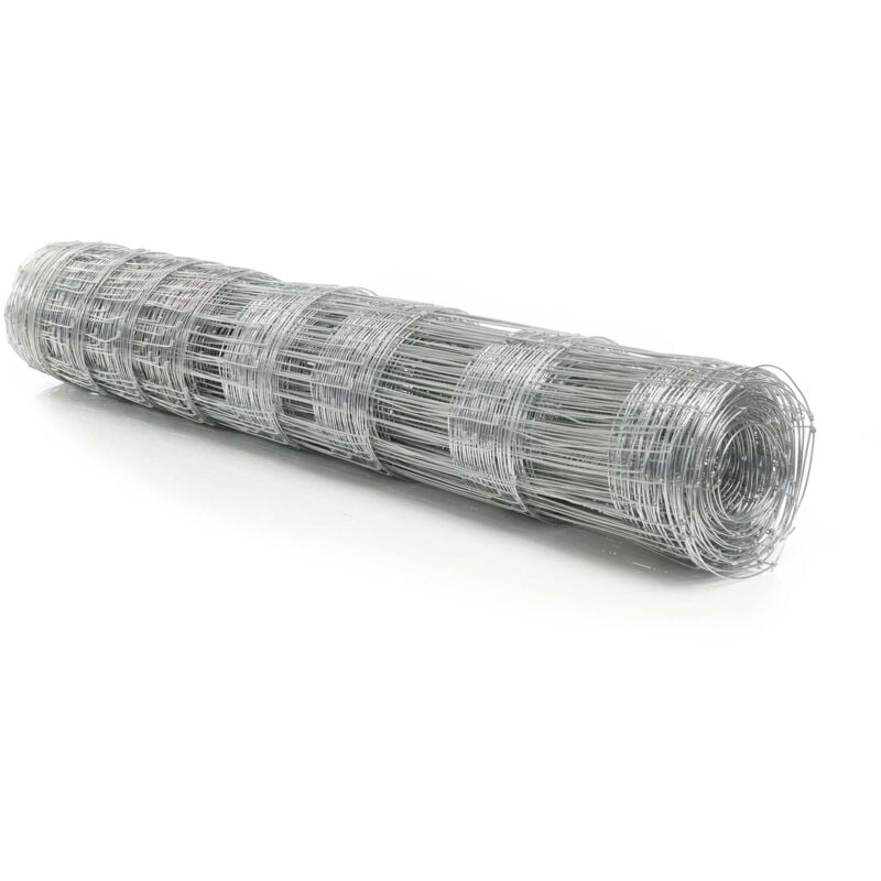 Wildzaun 100/08/15 50 m lang, 100 cm hoch, 8 Drahtreihen, 15 cm Maschenbreite, Weidezaun aus Knotengeflecht, Drahtzaun z. b. für Forst- und
