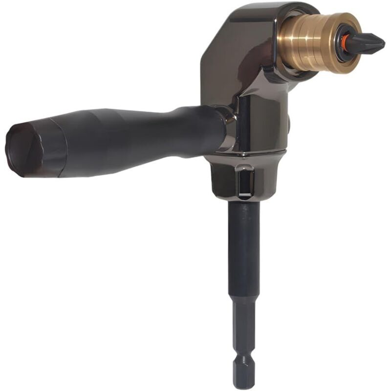 Winkelaufsatz für Akkuschrauber, Winkelschrauber Aufsatz Ganzmetall-Gehäuse, Winkelgetriebe mit Abnehmbarem ABS-Griff, 90 Grad Winkelbohrer für