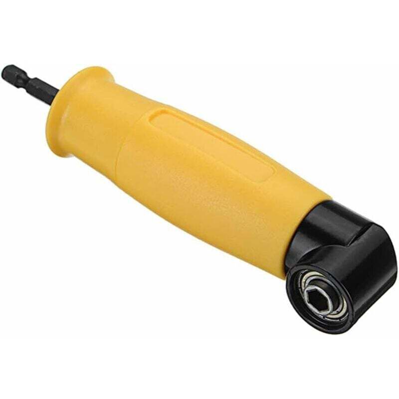 Winkelbohradapter für Akkuschrauber mit magnetischem Schnellwechsel-Bithalter, 1/4' 6,35 mm Sechskant, Edelstahl, gelb