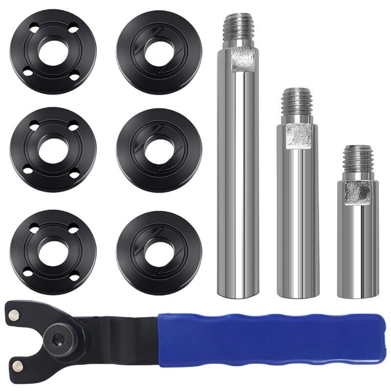 Winkelschleiferschlüssel 5/8 Zoll-11-Verlängerungswelle mit 6-teiliger Schraubenschlüssel-Flanschmutter, 3 Zoll, 4 Zoll und 5,5 Zoll