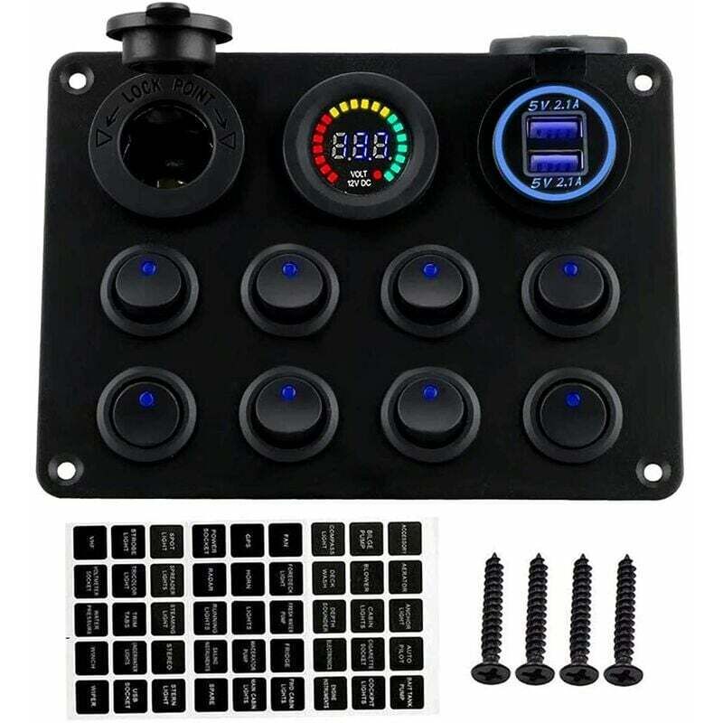 12-24V Wippschalter Panel Dual USB Ladegerät Buchse mit LED Voltmeter Wippschalter Panel für Auto Boot