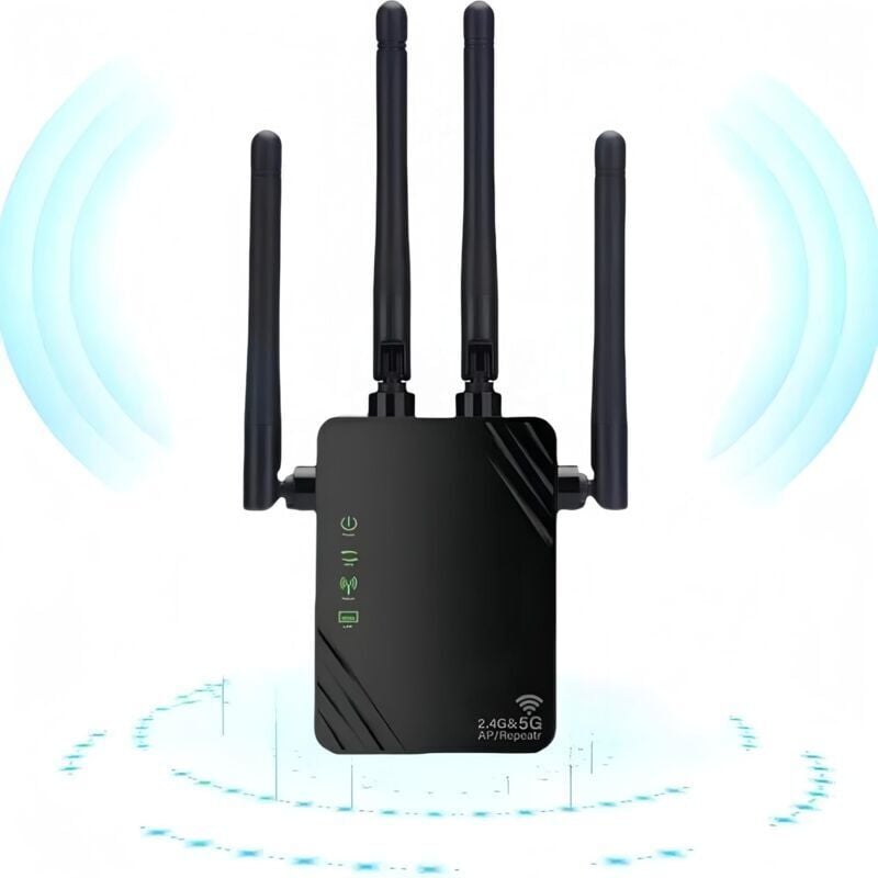 Ymyny - WLAN-Repeater, 2024 Neuer WLAN-Verstärker, 1200 Mbit/s WLAN-Verstärker, 5 GHz und 2,4 GHz Dualband-WLAN-Verstärker,