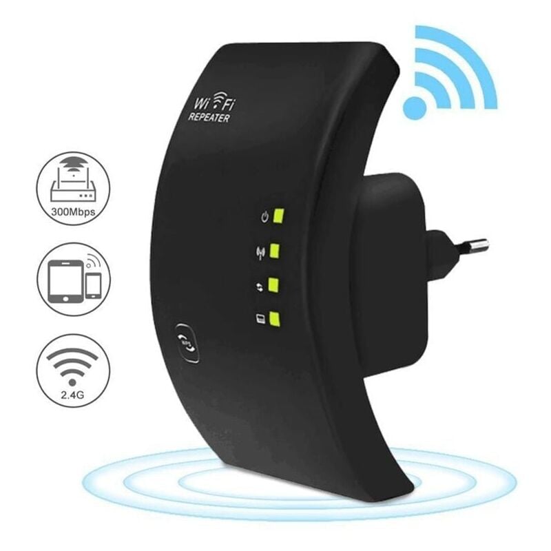 SNQ - WLAN-Repeater, leistungsstarker WLAN-Verstärker, WLAN-Extender N300, WLAN-Signalverstärker, 1 Ethernet-Anschluss, deckt bis zu 200 m² ab,