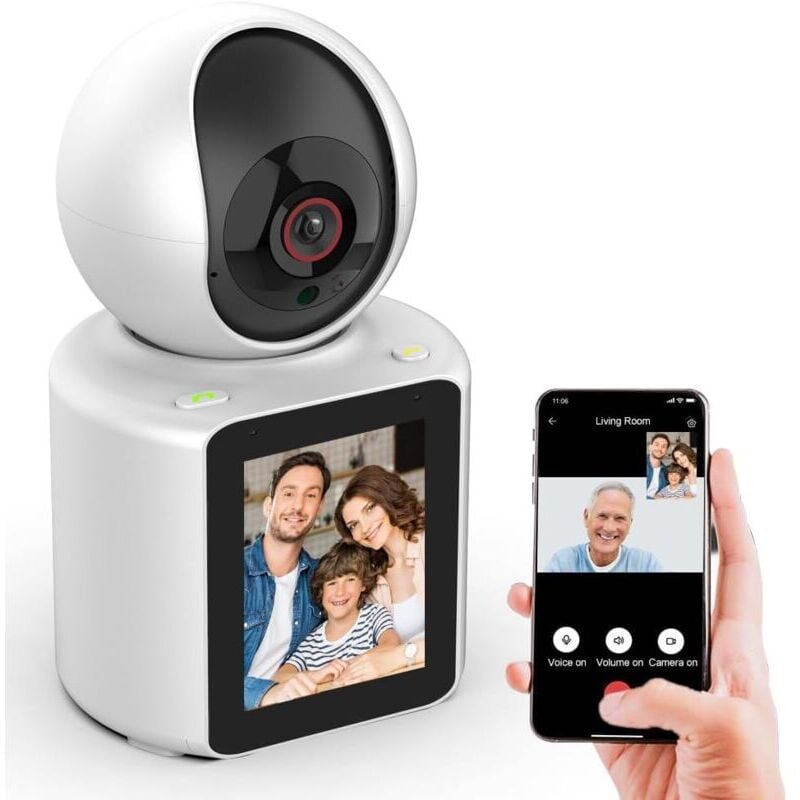 WLAN-Überwachungskamera für den Innenbereich, Überwachungskamera mit 2,8-Zoll-Bildschirm, 360°-Heimkamera für Senioren/Kinder/Haustiere,