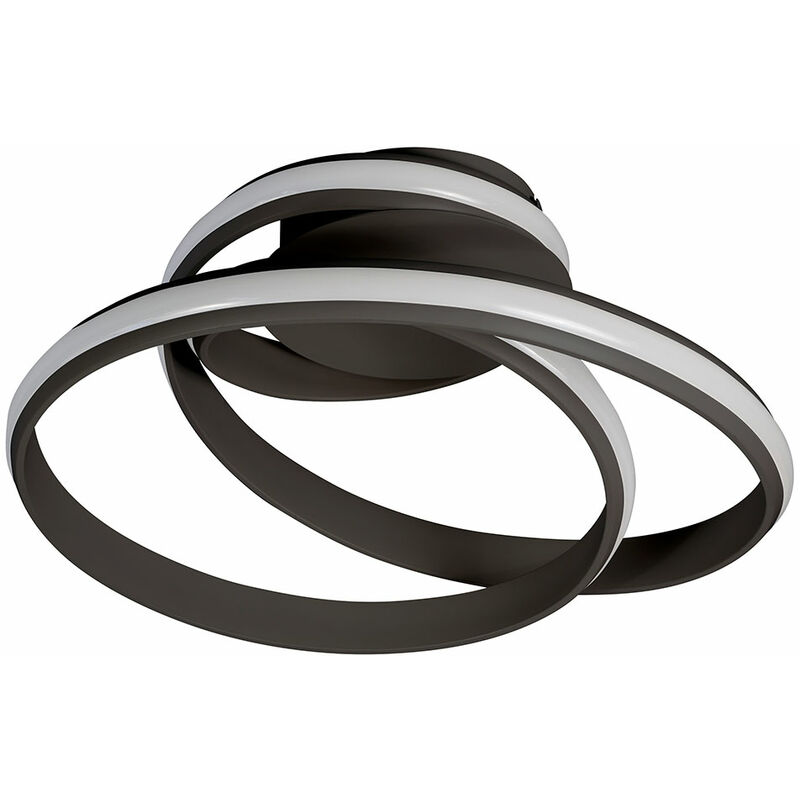 Led Deckenleuchte dimmbar über Schalter Deckenlampen Wohnzimmer schwarz, Metall Kunststoff, Ring, 39W 2600lm warmweiß, LxBxH 56x31,5x56 cm Wofi