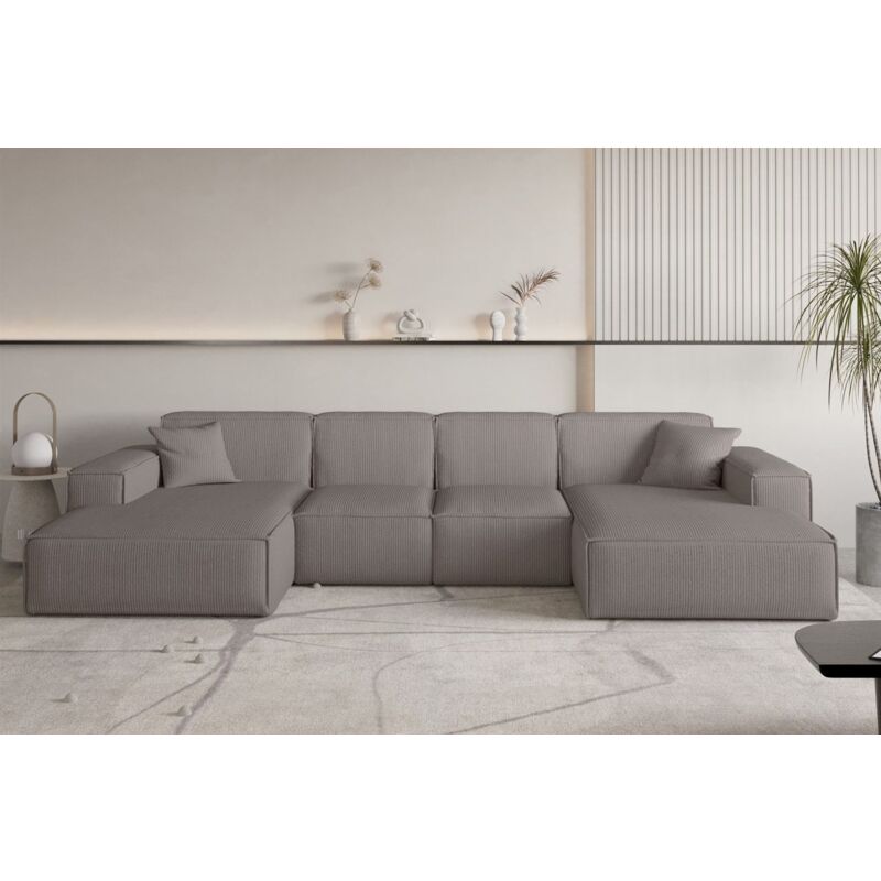 Fun Moebel - Wohnlandschaft Sofa U-Form celes premium xs in Stoff Scala Taupe