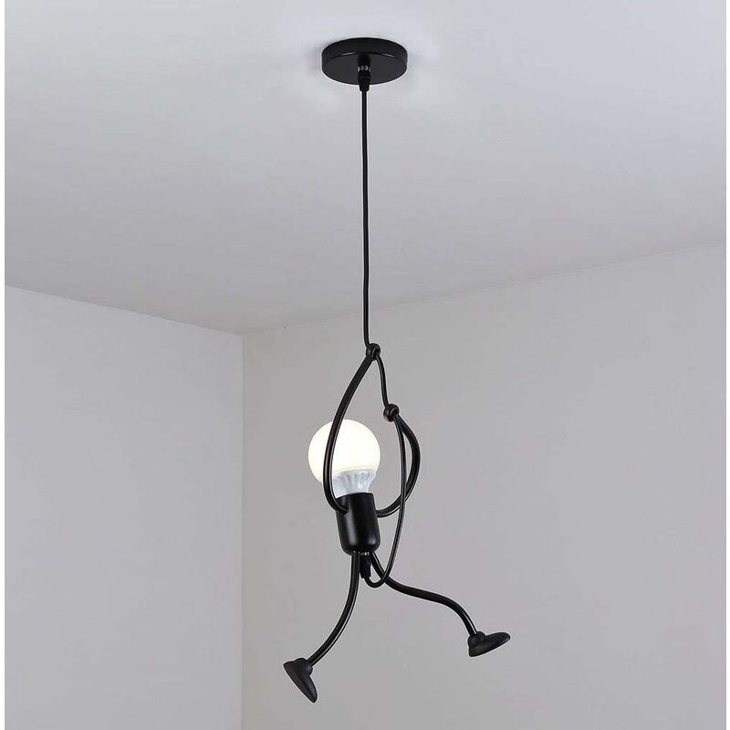 Comely - Wohnzimmer-Kronleuchter E27 Iron People Kinderzimmer-Kronleuchter, kreativer Cartoon-Wohnzimmer-Kronleuchter, Hängeleuchte für Schlafzimmer