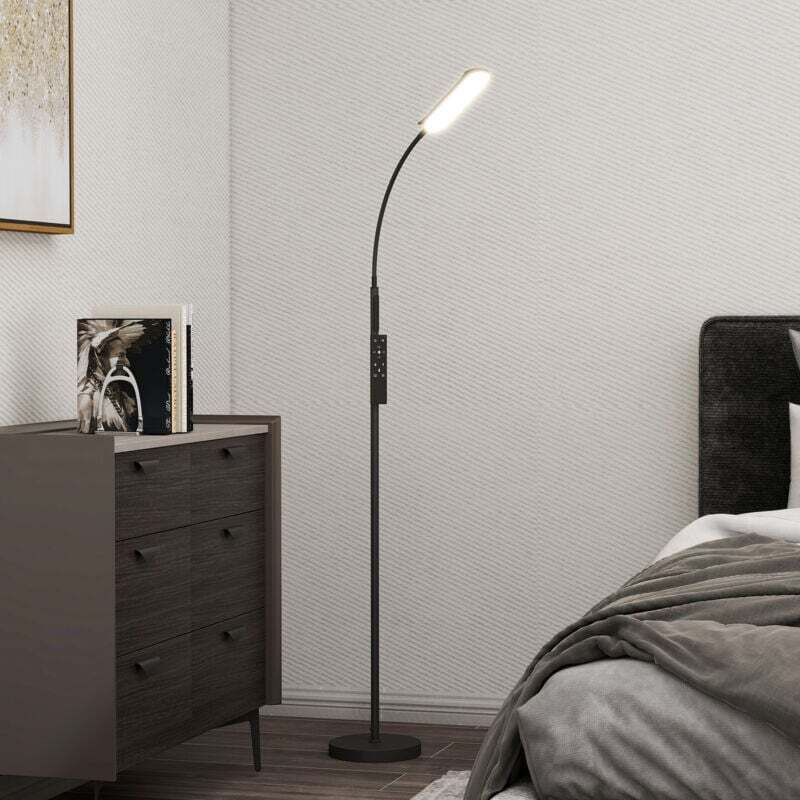 Wohnzimmer-Stehlampe mit Fernbedienung, Touch-Bedienung, einstellbarer Farbtemperatur und Helligkeit, schwarz. Stehlampe für den Außenbereich.