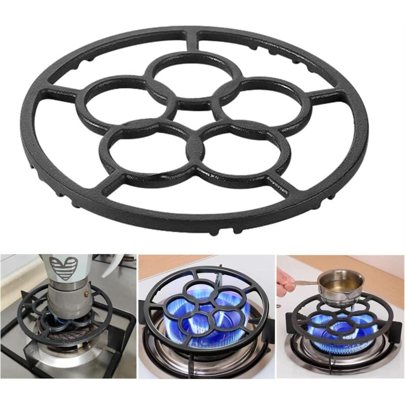 Wok-Stützring aus Gusseisen, rutschfester Gasbrenner-Reduzierer. Geeignet für italienische Kaffeemaschinen, French Presses, kleine Töpfe,