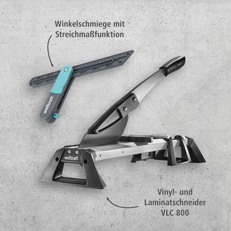 Wolfcraft - i Projekt-Set 'Winkel übertragen und Laminat schneiden' i 8658000 i Schneidegerät für Laminat & Vinyl und Winkelschmiege mit