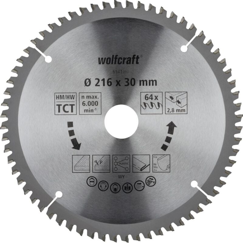 Wolfcraft Kapp- und Gehrungssägeblatt HM Serie lila 216 mm