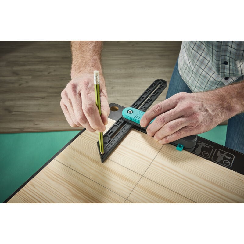 Wolfcraft - i Projekt-Set 'Winkel übertragen und Laminat einpassen' i 8660000 i Set für das einfache Verlegen von Vinyl und Laminat i Winkelschmiege