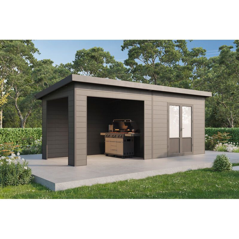 Wolff Finnhaus wpc Gerätehaus Tona 6024 28 Anthrazit Gerätehaus aus Holz/Kunststoff in Anthrazitgrau, Geräteschrank mit 28 mm Wandstärke inklusive