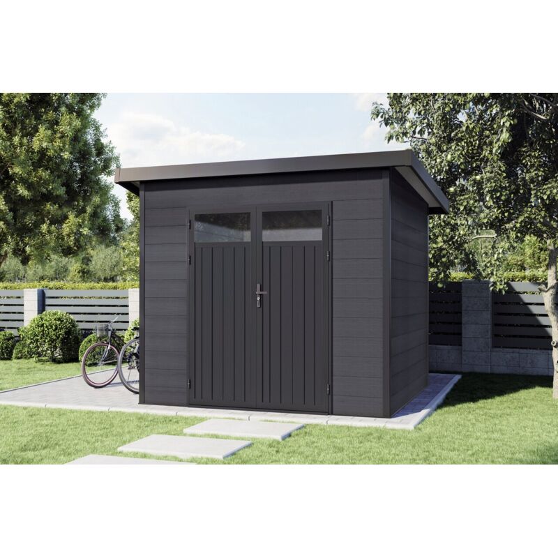 Wolff Finnhaus wpc Gerätehaus Vitale 2420 19 Anthrazit/Hellgrau Gerätehaus aus Holz/Kunststoff in Anthrazitgrau, Geräteschrank mit 19 mm Wandstärke