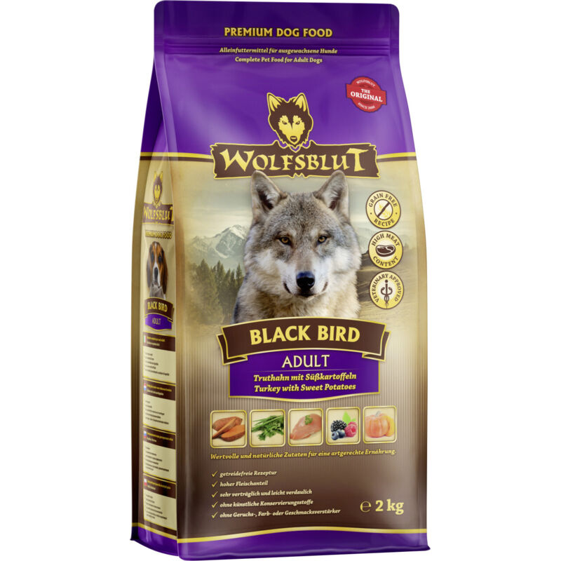 Wolfsblut Black Bird Adult Trockenfutter - Truthahn mit Süßkartoffel 2 kg Trockenfutter Hunde