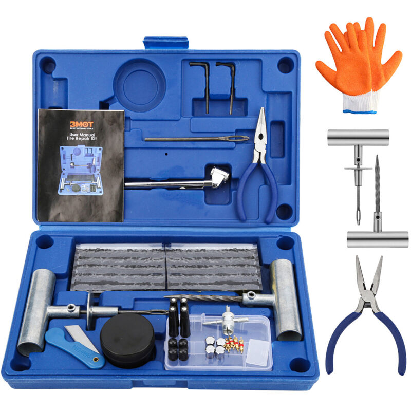 Wolketon 73 tlg. Reifen-Reparatur-Set Flicken Satz KFZ Reifen Pannenset Roller Motorrad