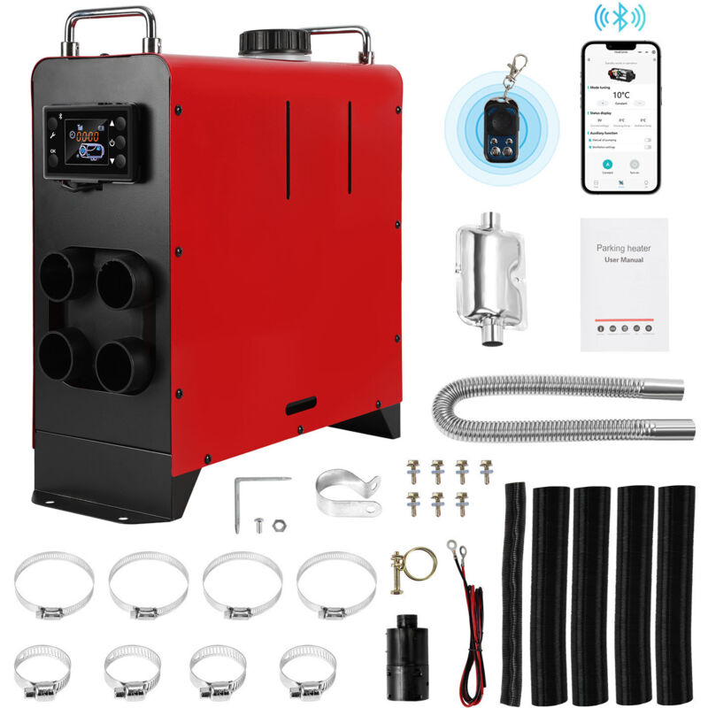 Wolketon Diesel Standheizung 8 KW Luftheizung Air Heater Luft Dieselheizung 12V 24V für Auto RV LKW Wohnmobil Bus LCD schalter App Control Rot