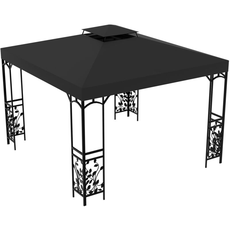 Wolketon Ersatzdach für Pavillon 3x3m Anthrazit, Partyzelt Dach mit Dachabzug, Doppeldach Dachplane für Garten-Pavillon und Gartenzelt