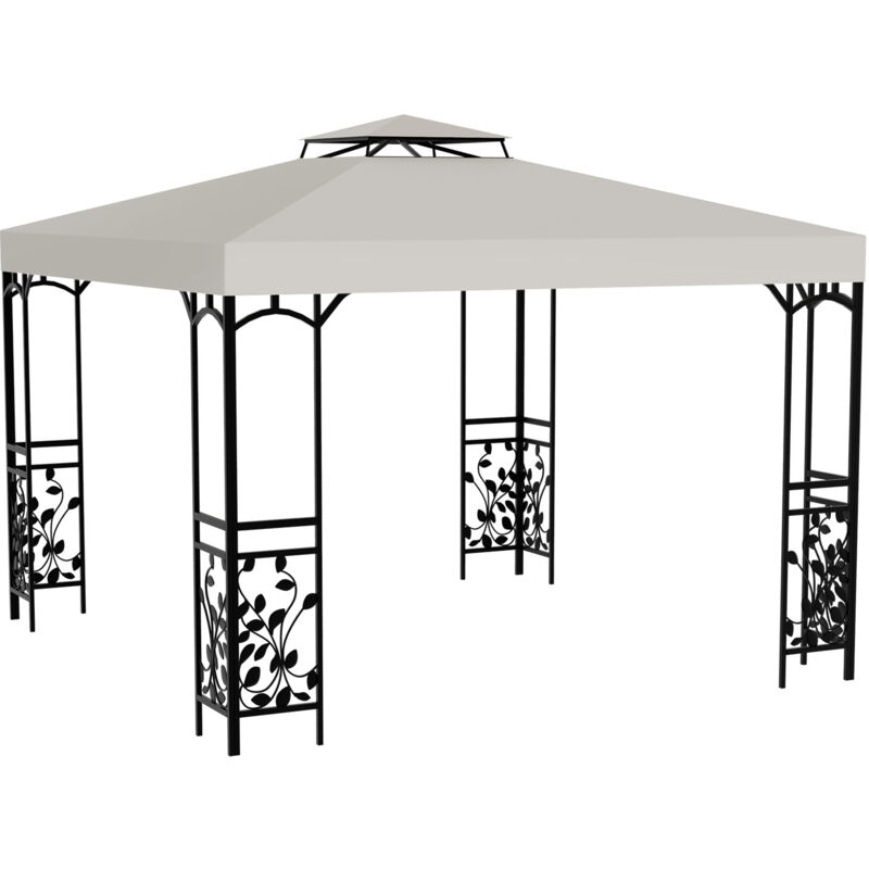 Wolketon Ersatzdach für Pavillon 3x3m Beige, Partyzelt Dach mit Dachabzug, Doppeldach Dachplane für Garten-Pavillon und Gartenzelt