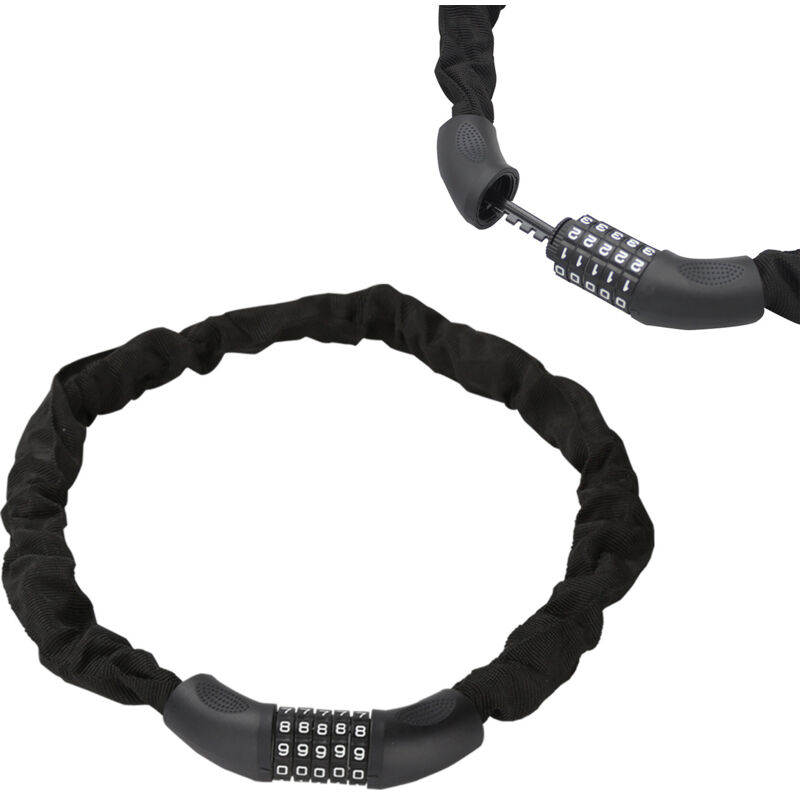 Wolketon Fahrradschloss mit Zahlen Fahrrad-Ketten-Schloss. Zahlen-Code-Kombination-Schloss. Stahlkettenglieder.wasserdichte. Korrosionsbeständige. 6