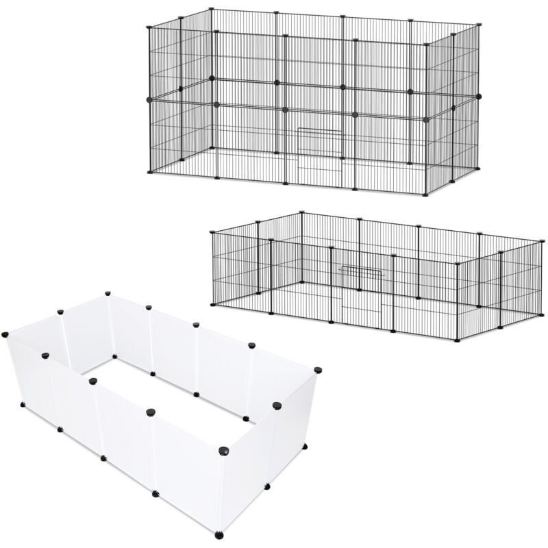 Wolketon Freigehege Gittergehege Laufgehege für Kaninchen Laufstall Freilauf Kleintierkäfig Gehege Schwarz 110 x 110 x 47 cm