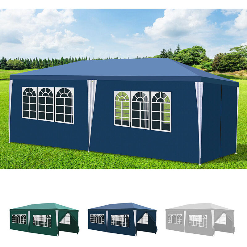 Wolketon Partyzelt Festzelt 3 x 6 m in blau PE Plane Wasserdicht UV Schutz Gartenzelt
