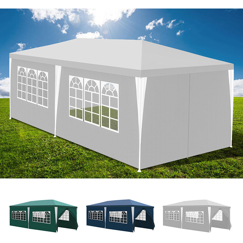 Wolketon Partyzelt Festzelt 3 x 6 m in weiß PE Plane Wasserdicht UV Schutz Gartenzelt