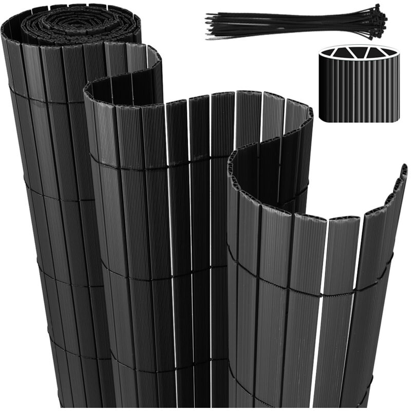 Wolketon PVC Sichtschutzmatte Sichtschutzzaun Sichtschutz für Zaun Garten Wetterfest Grau 80x400cm