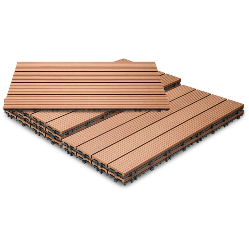Wolketon Terrassenfliesen Balkon, 30x60cm 24 Stück WPC Fliesen Wasserfilterbar Terrassen Garten, Braun
