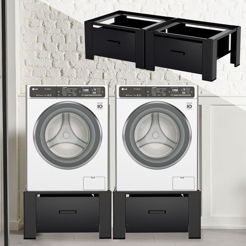 Wolketon Waschmaschinen Untergestell aus Stahl Waschmaschinen Sockel mit schublade bis 150kg 62.5x54.5x32.5cm