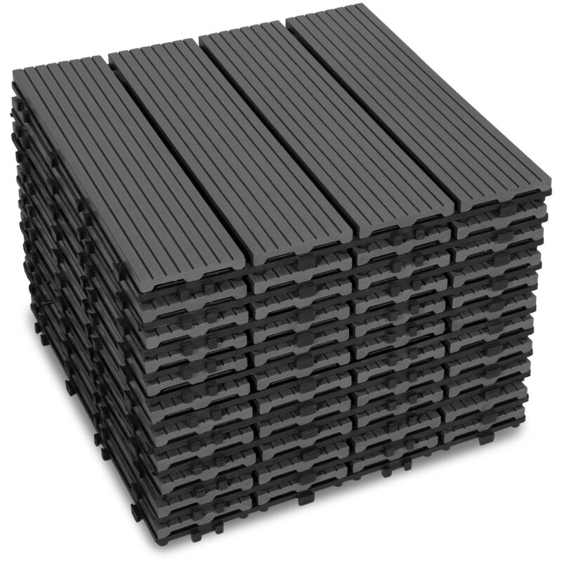 Wolketon WPC Fliesen Terrassenfliesen Holzfliesen bodenfliesen Klickfliese 30 × 30cm balkon bodenbelag terassenplatten balkon Kunststoff Anthrazit 1 ㎡