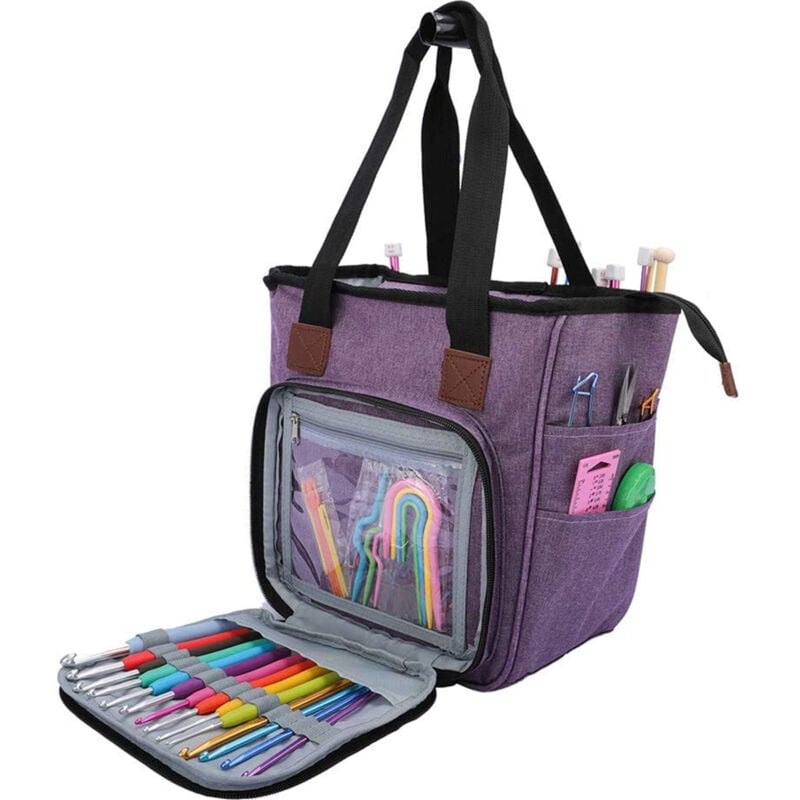 Wolle Tasche für Garn, Häkeln Organizer Tasche, Handarbeit stasche Aufbewahrung für Wolle, Unvollendete Projekte, Stricknadeln, Häkelnadeln und