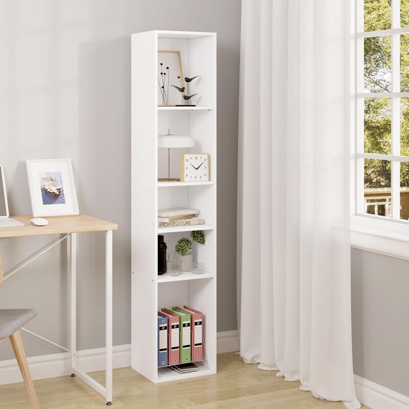 Woltu - Bücherregal, offenes Regal mit 5 Würfeln, Würfelregal Raumteiler Standregal Aktenregal Aufbewahrungsregal schmal, in Wohnzimmer Büro, aus