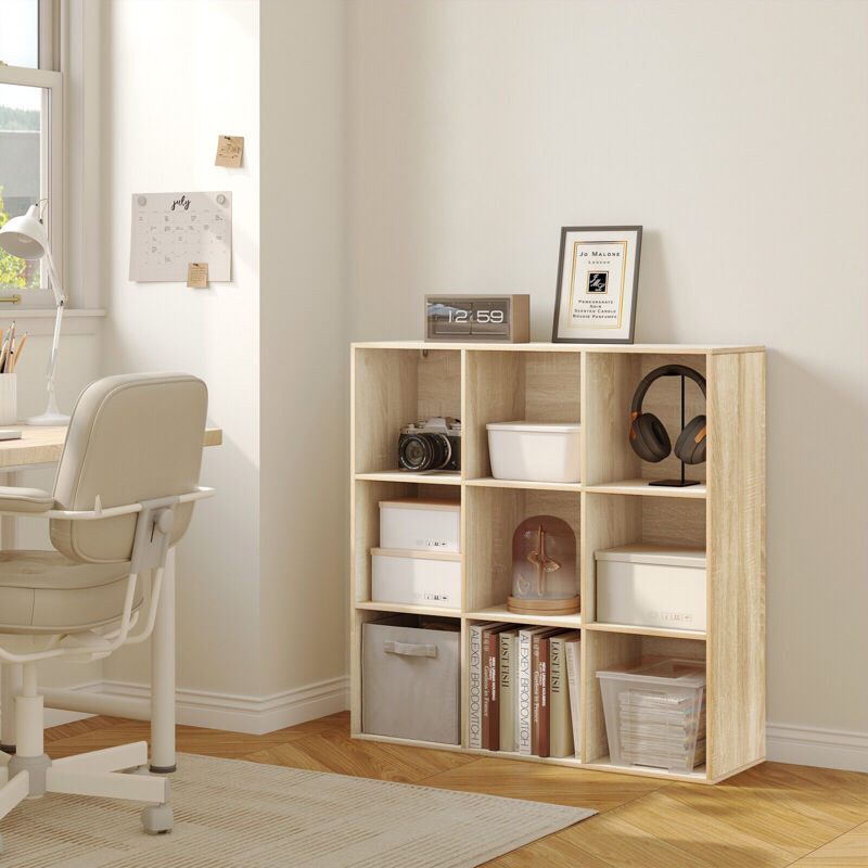 Woltu - Bücherregal, Regal mit 9 Fächern, Aufbewahrungsschrank, Bücherschrank offen, Raumteiler Regal, Büroregal, für Wohnzimmer, Schlafzimmer, Büro,