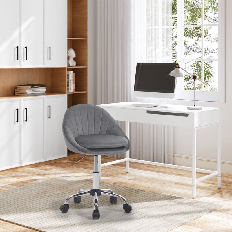 Bürostuhl Ergonomischer,Bürostuhl Schminkstuhl drehbar, Schreibtischstuhl mit Rollen, bis 150 kg belastbar, Drehstuhl für Arbeitszimmer Schlafzimmer,