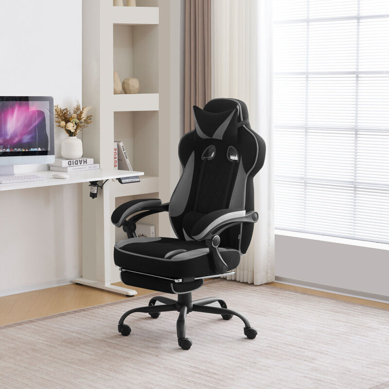Bürostuhl Gaming Stuhl mit Taschenfederkissen Ergonomischer Gaming Chair mit Fußstütze, breiter Sitz Bürostuhl 150 kg belastbar Computerstuhl, 360