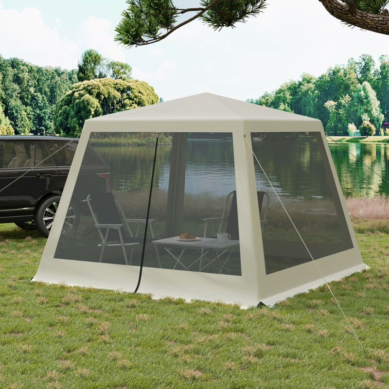 Garten Pavilion, Gartenpavillon Partyzelt Festzelt mit Seitenwänden Moskitonetz, Faltpavillon Metall, einfacher Aufbau ohne Werkzeug, für Garten