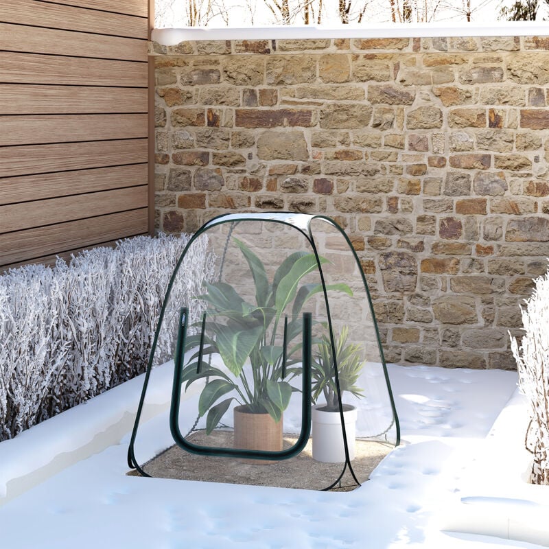 Gewächshaus, Pop Up Foliengewächshaus, Pflanzenschutzzelt Winter für Pflanzen, Mini Gewächshaus, Winterschutz Frostschutz, 70x70x80 cm, Transparent