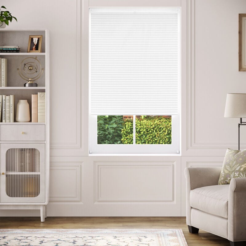 WOLTU Plissee Klemmfix ohne Bohren, Plisseerollo Faltrollo Jalousie mit Klemmträger Lichtdurchlässig, Blickdicht Jalousie Sichtschutz Sonnenschutz