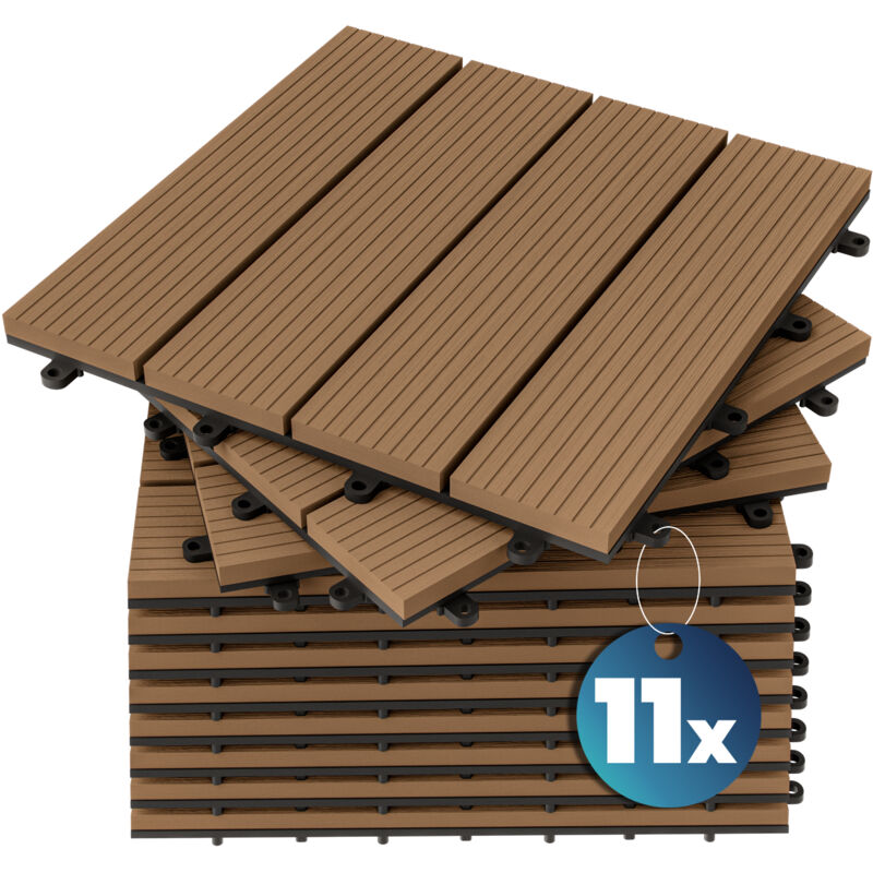 Wpc Fliesen 1m²-6m² Terrassenfliesen Set Holzfliesen 30x30cm Balkon Pool Garten 11x Klassik terrakotta